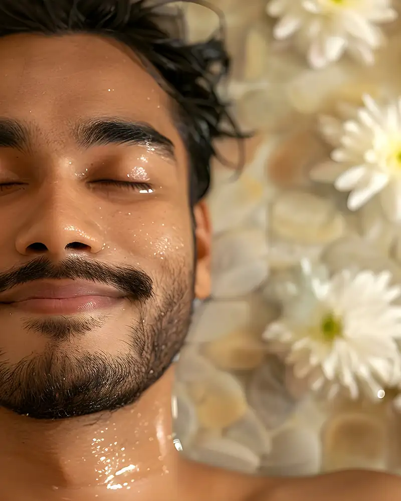 Junger Mann während einer Ayurveda Behandlung